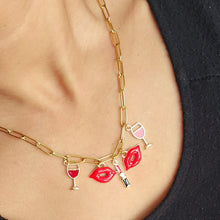 Load image into Gallery viewer, Kiss and Wine Charms Necklace