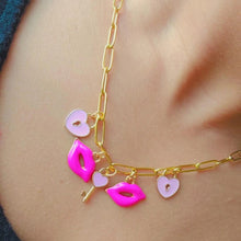 Load image into Gallery viewer, Kiss in Pink Charms Necklace