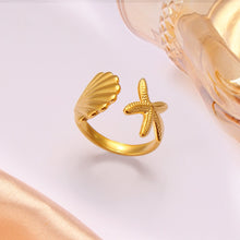 Load image into Gallery viewer, Adjustable Shell+Starfish Ring
