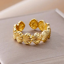 Load image into Gallery viewer, Adjustable Gold Shells Ring