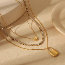 Load image into Gallery viewer, Three Layer Lock Necklace