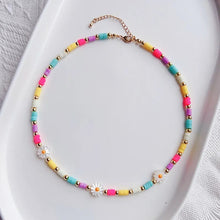 Load image into Gallery viewer, Summer Flower Beaded Elastic Necklace
