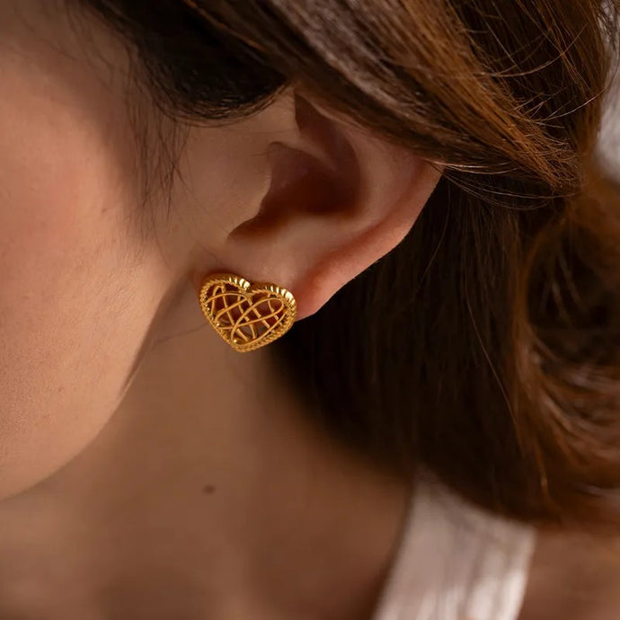 Art Heart Golden Earrings