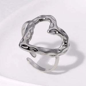 Simple Style Heart Adjustable Ring