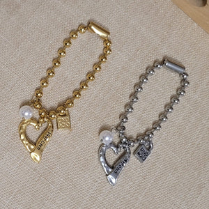 Pearl and Heart Charms Bracelet