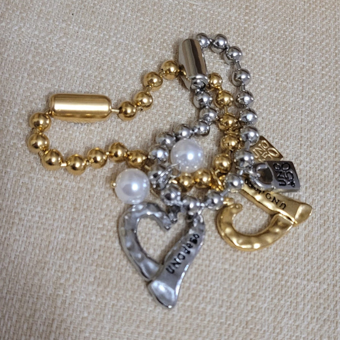 Pearl and Heart Charms Bracelet