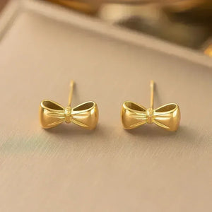 Mini Bow Golden Earrings