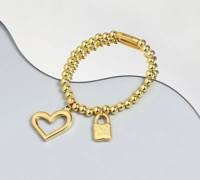 UN- Love and Lock Elastic Charms Bracelet