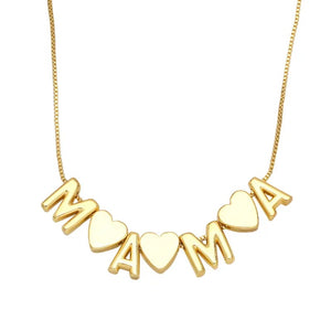 Mama Golden and Heart Letters Necklace