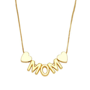 Mama Golden and Heart Letters Necklace