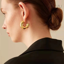 Load image into Gallery viewer, Elegant Golden C Earrings
