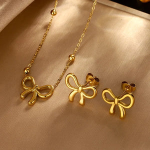 Golden Bow Knot Jewelry Set