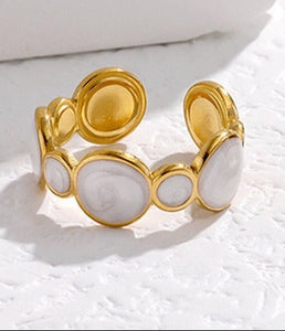 Oval Golden White Ring