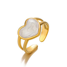 Load image into Gallery viewer, Heart Retro White Ring
