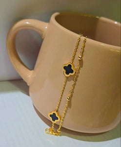 Double Black Clover Bracelet