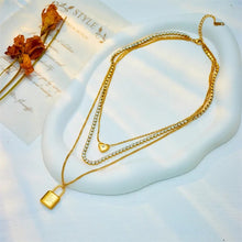 Load image into Gallery viewer, Three Layer Lock Necklace
