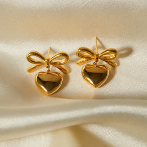 Elegant Heart  Bow Earring