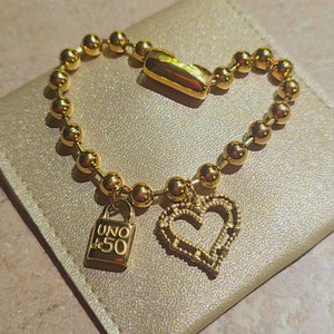 UN- Lock and Heart Brilliant Bracelet