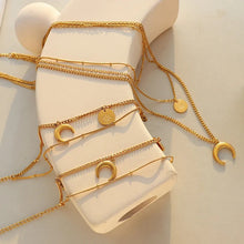 Load image into Gallery viewer, Moon and Star 3 in 1 2pcs Necklace Set
