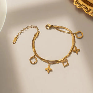 Double Golden Clover Bracelet