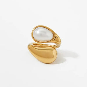 Modern Pearl Open Ring