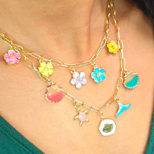 Colors Flowers Charm Necklace