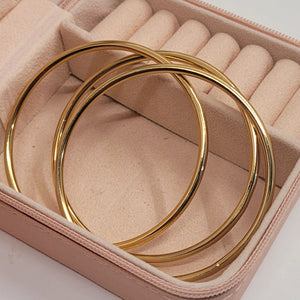 Gold Round Bangle Bracelet  2pcs