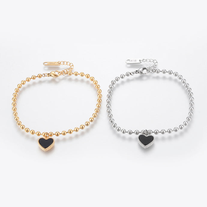 Charms Bracelets, with Enamel Heart Black