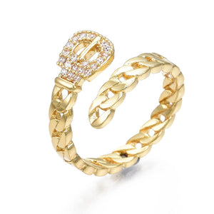 Chain Belt Shape Cuff Ring
