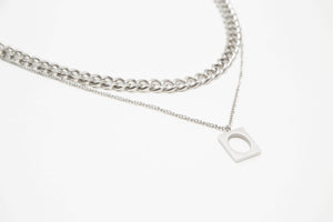 Square Hollow Double Necklace