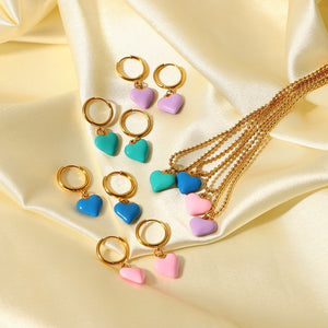 Fashion Colorfull Drip Heart Necklace