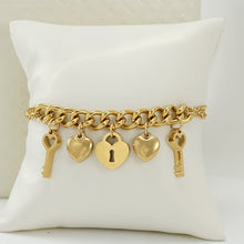 Load image into Gallery viewer, Key and Love Charms Bracelet
