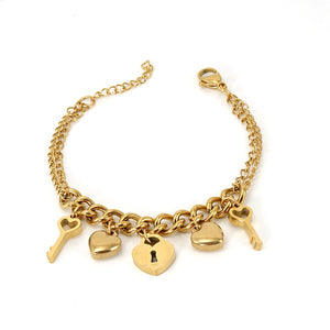 Key and Love Charms Bracelet