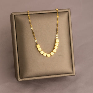 Gold Ten Square Necklace