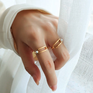 Fashion Geometric Pearl Ring size 7