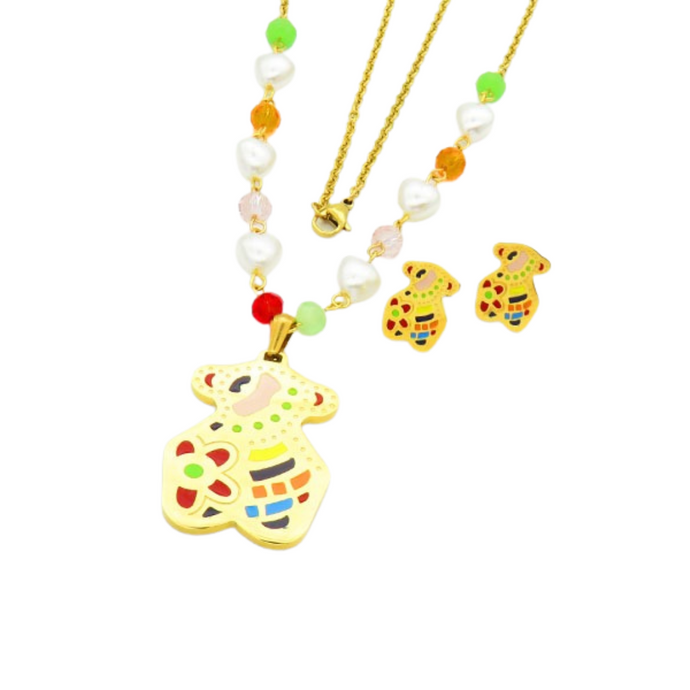 T-Multicolor Bear and pearls 2pcs Sets