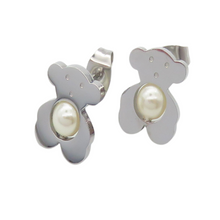 Load image into Gallery viewer, T- Beautiful Bear and Pearl Earrings
