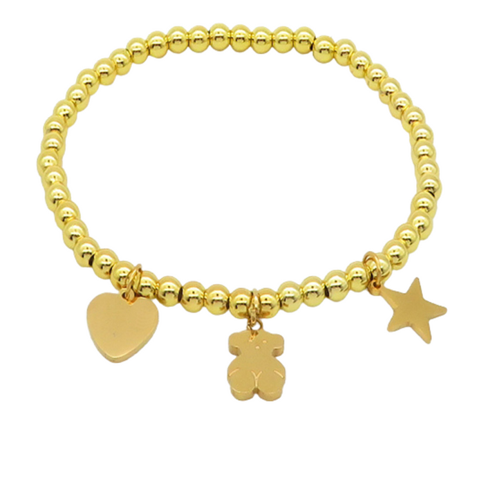 T-Gold Bear+ Heart Charms Bracelets