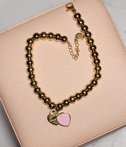 Luxury Balls W. Pink Heart Bracelet- TC
