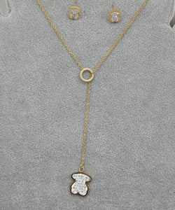 T- Rhinestone White Bear Set