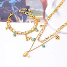 Load image into Gallery viewer, Letter V Turquoise Braceket Or Necklace
