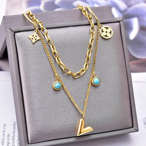 Letter V Turquoise Braceket Or Necklace
