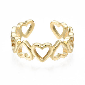 Hollow Heart Ring Plated Size 6