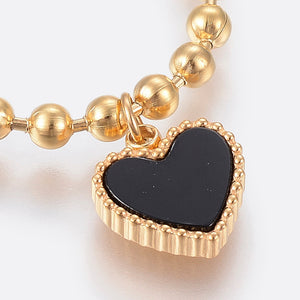 Charms Bracelets, with Enamel Heart Black